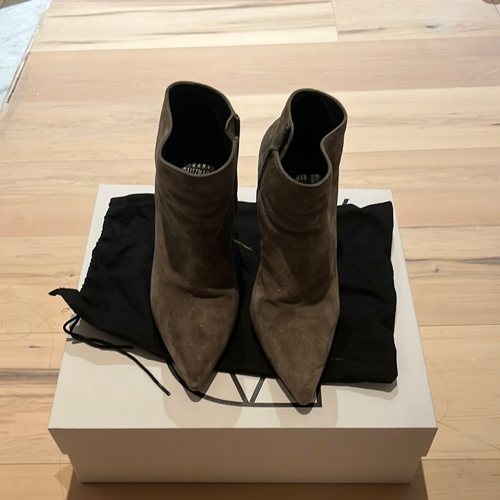 Grey suede leather booties
